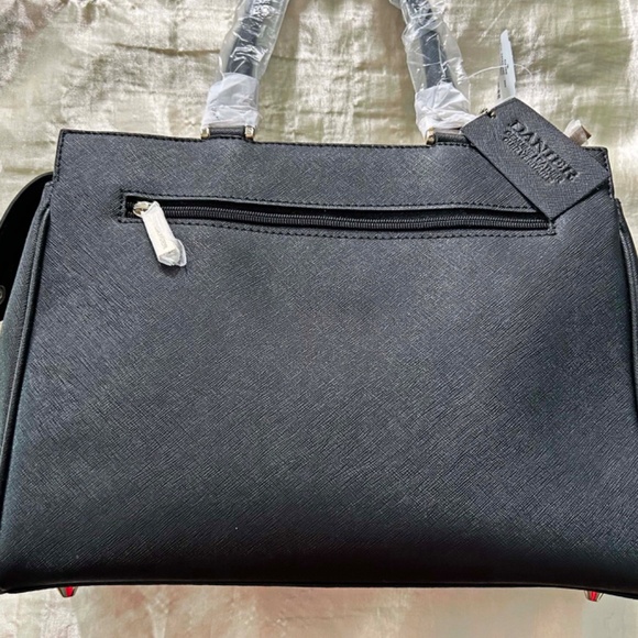SATCHEL/SHOULDER BAG, DANIER LEATHER, BLACK, POCKETS, FRONT ACCENT LIKE A BIRKIN - Picture 5 of 16